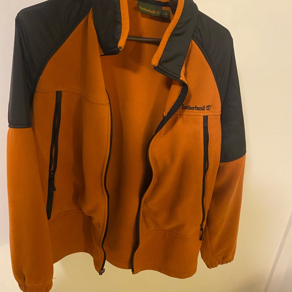 Timberland Men's Bold Orange and Black Windbreaker